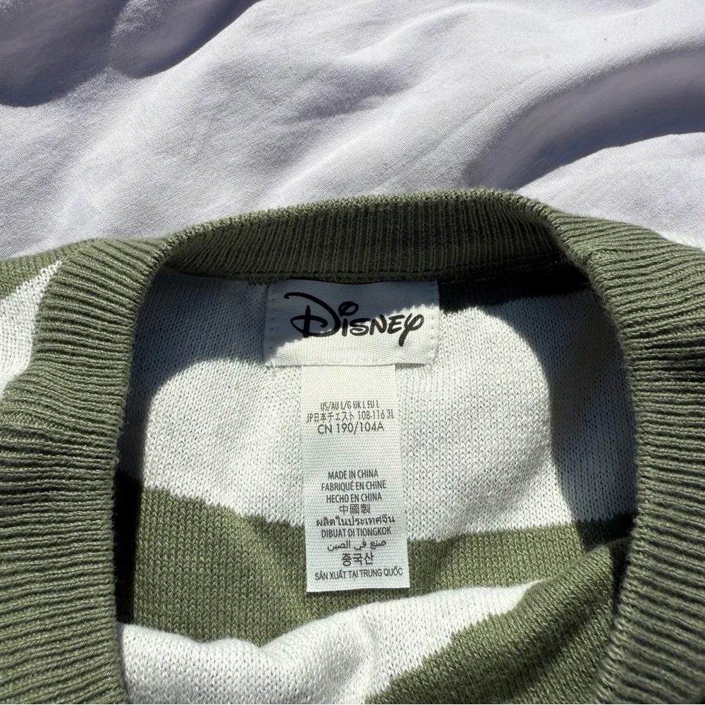 Disney Bambi Flower Skunk Sweater Green Striped Wool Blend Size Large - Picture 5 of 6